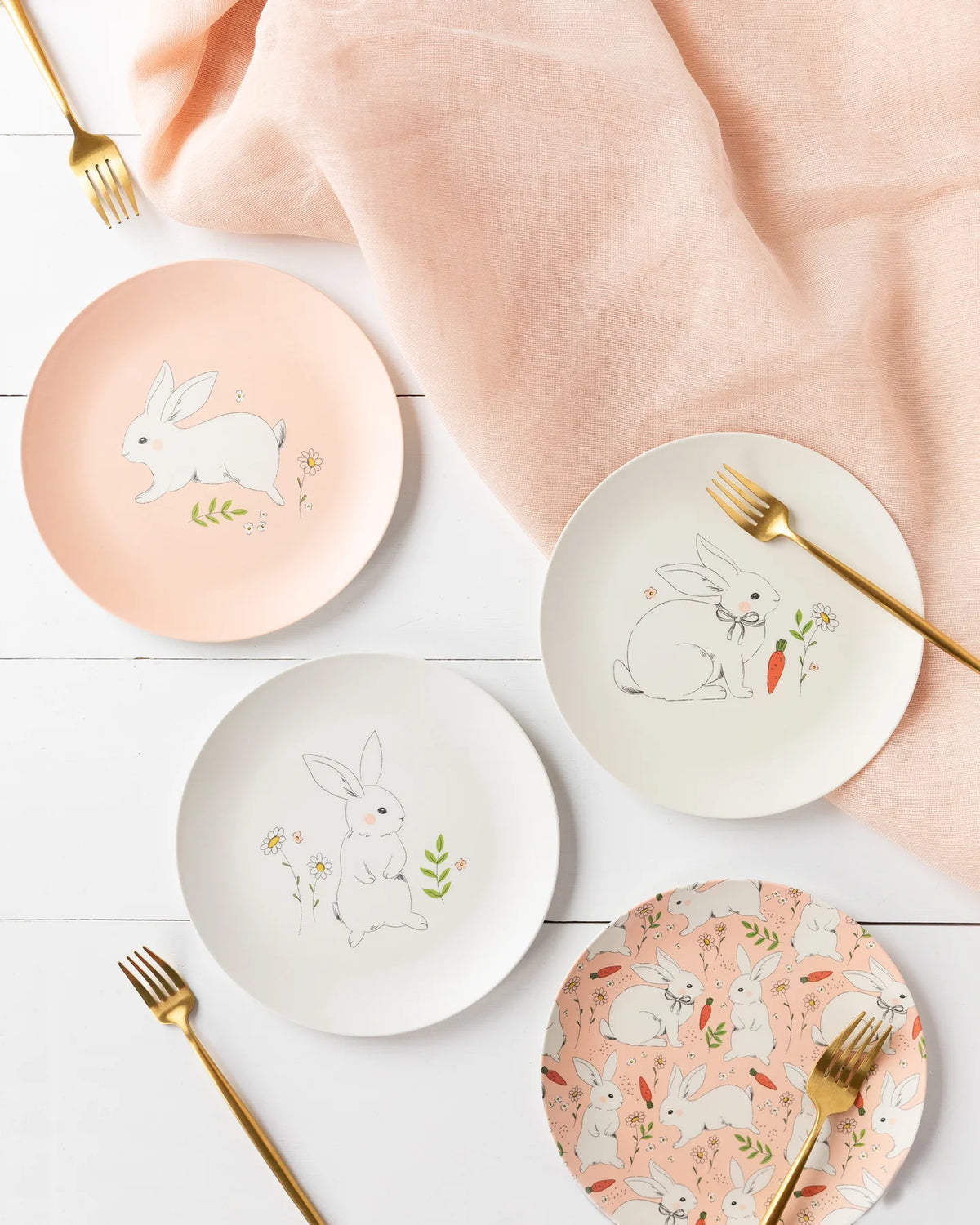 Bamboo Reusable Easter Bunny Dessert Plates 4ct | The Party Darling