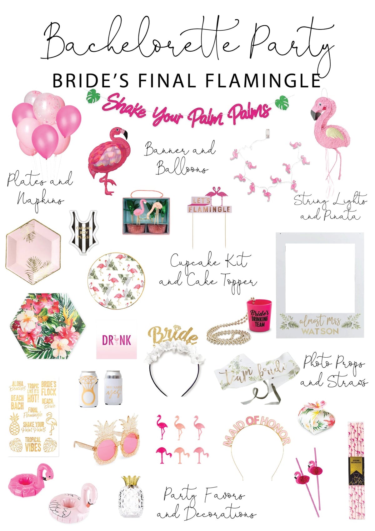 Tropical Bachelorette Temporary Tattoos 10ct | The Party Darling