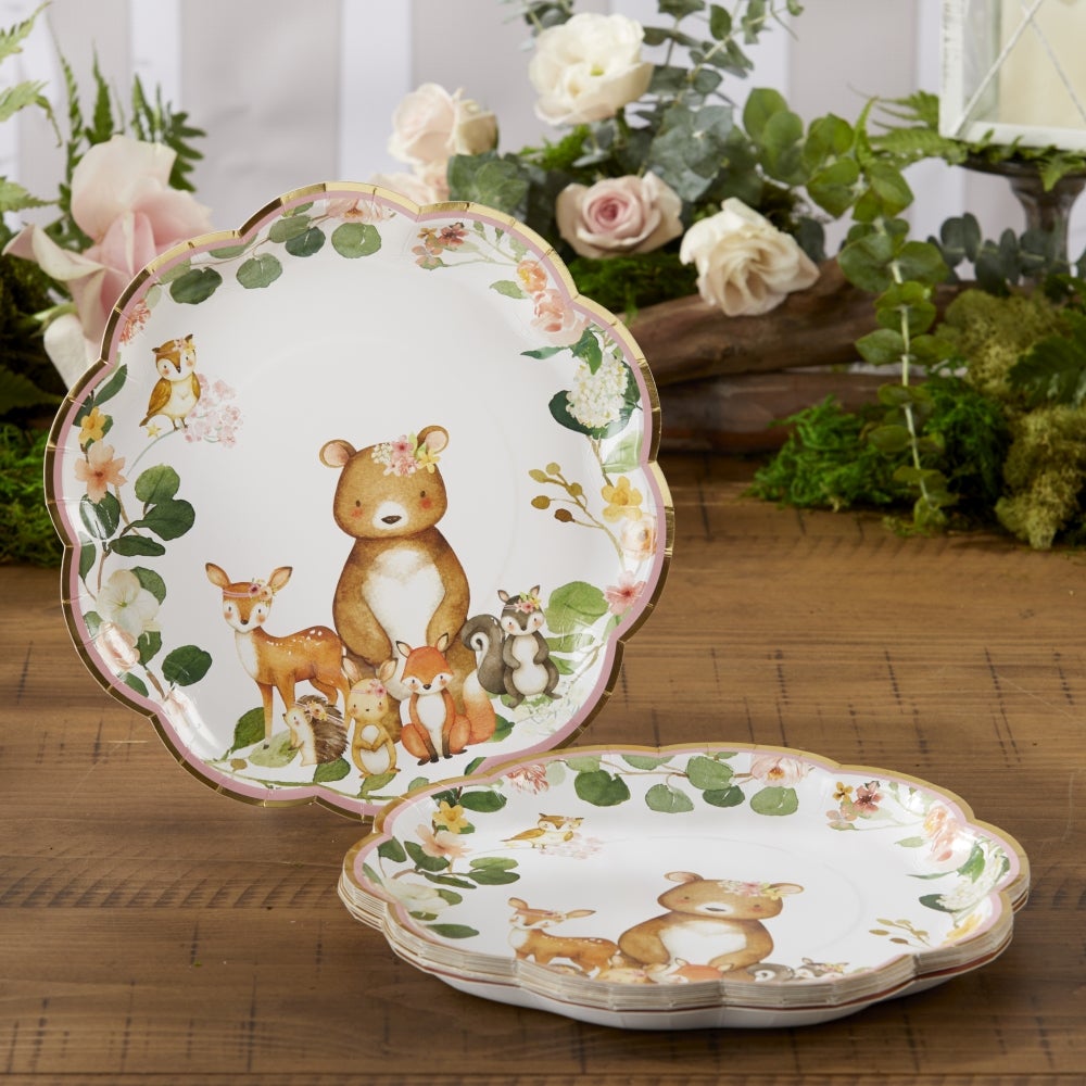 Floral Woodland Animals Lunch Plates 16ct - The Party Darling