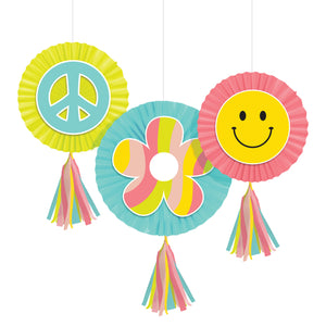 Flower Power Paper Fan Decorations 3ct | The Party Darling