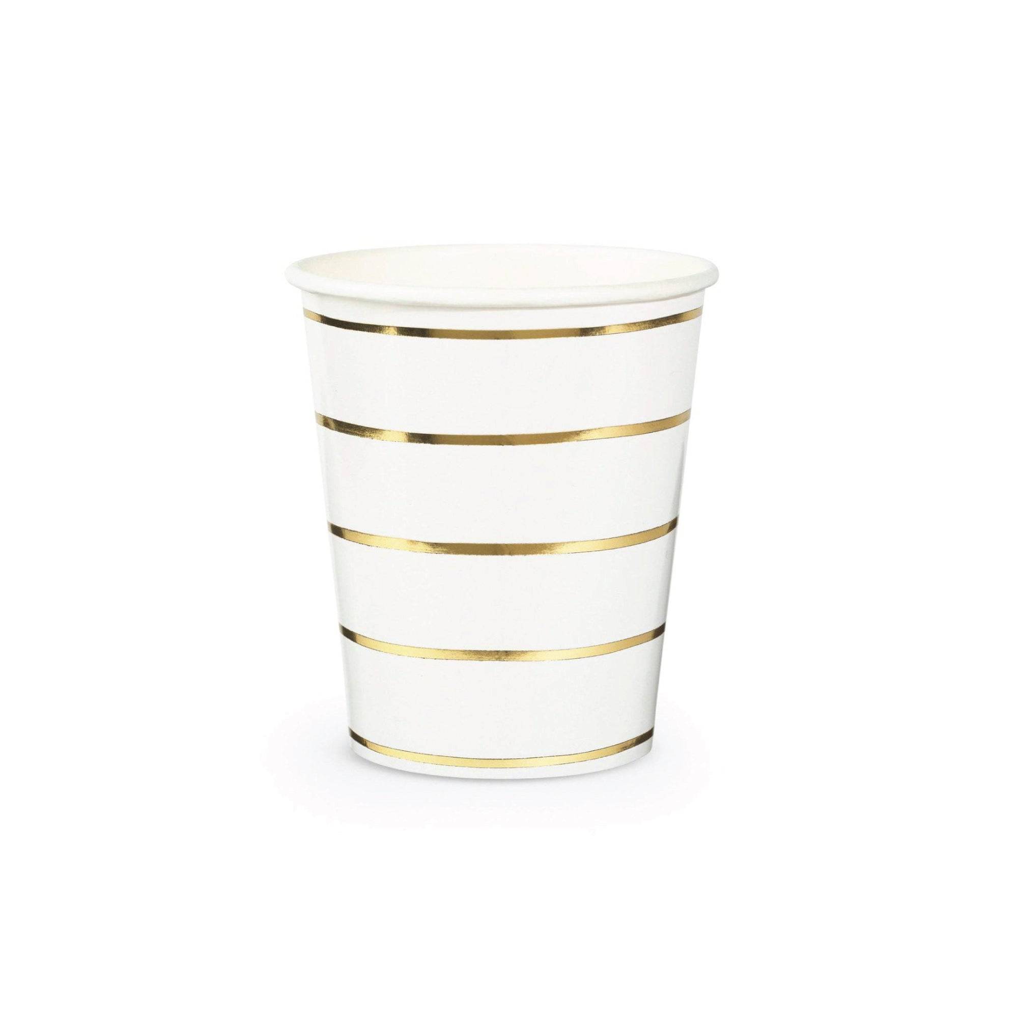 Frenchie Metallic Gold Striped Cups 8ct | The Party Darling