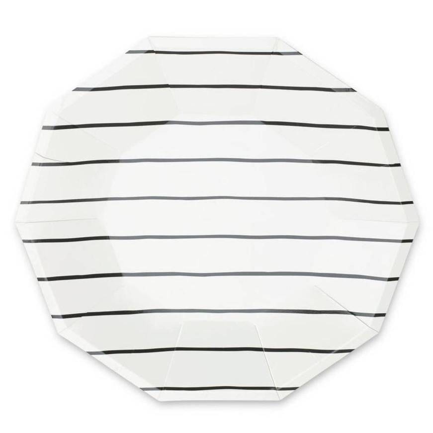 Frenchie Black Striped Lunch Plates 8ct | The Party Darling