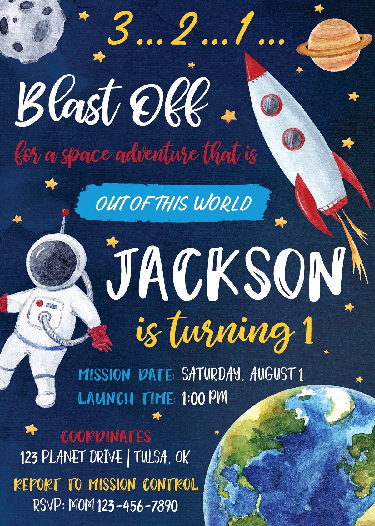 Galaxy Space Birthday Party Invitation | The Party Darling