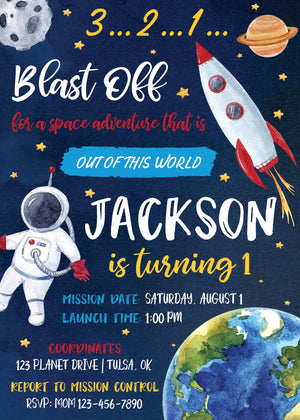 Galaxy Space Birthday Party Invitation | The Party Darling