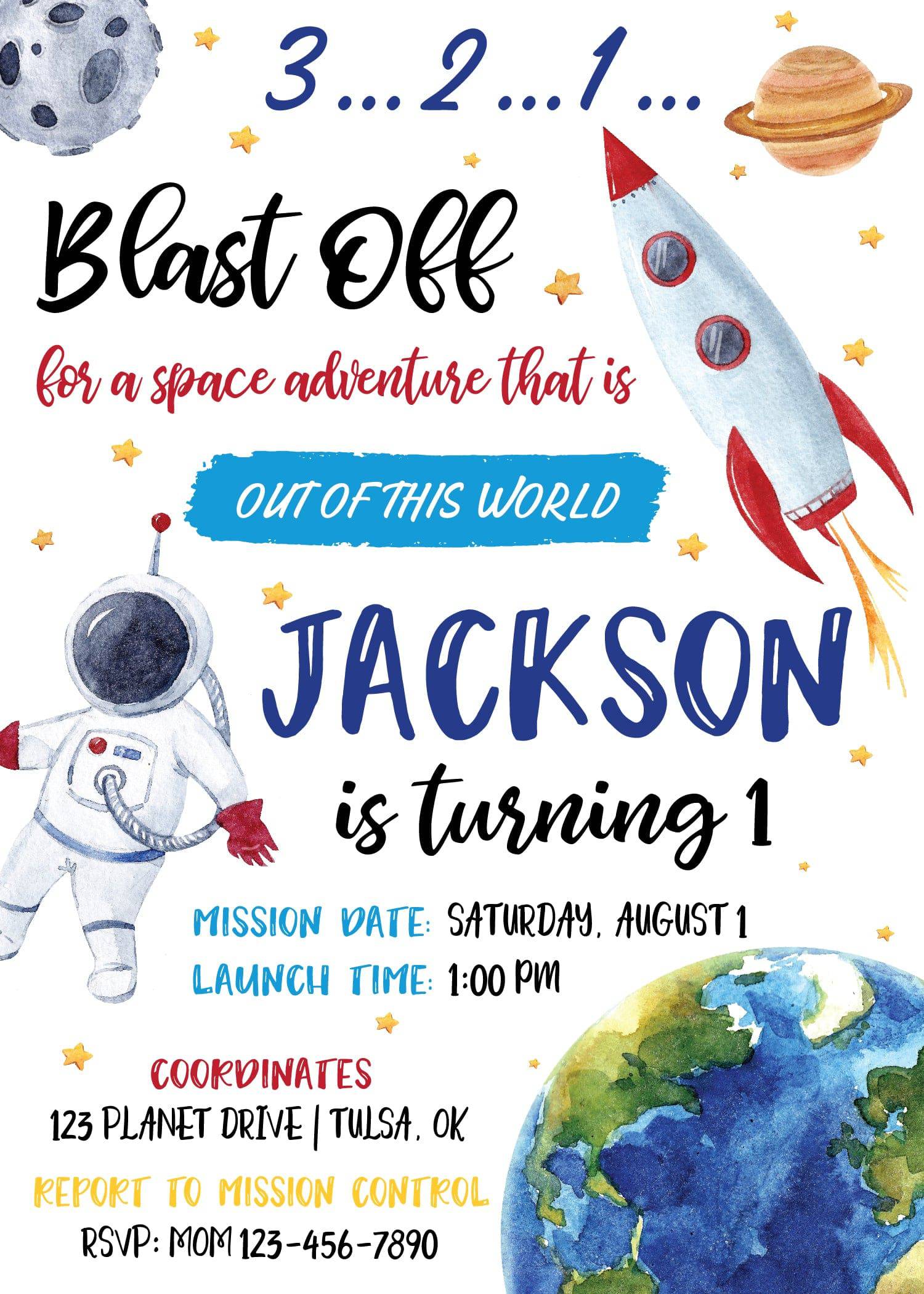 Galaxy Space Birthday Party Invitation | The Party Darling