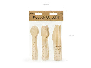 Gold Stars Wooden Cutlery Set for 6 - The Party Darling