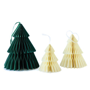 Green & Cream Christmas Tree Honeycomb Paper Centerpieces 3ct | The Party Darling