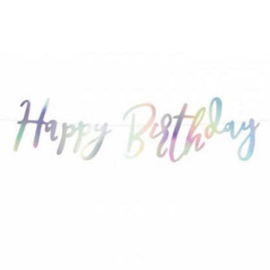 Iridescent Happy Birthday Letter Banner 2ft | The Party Darling