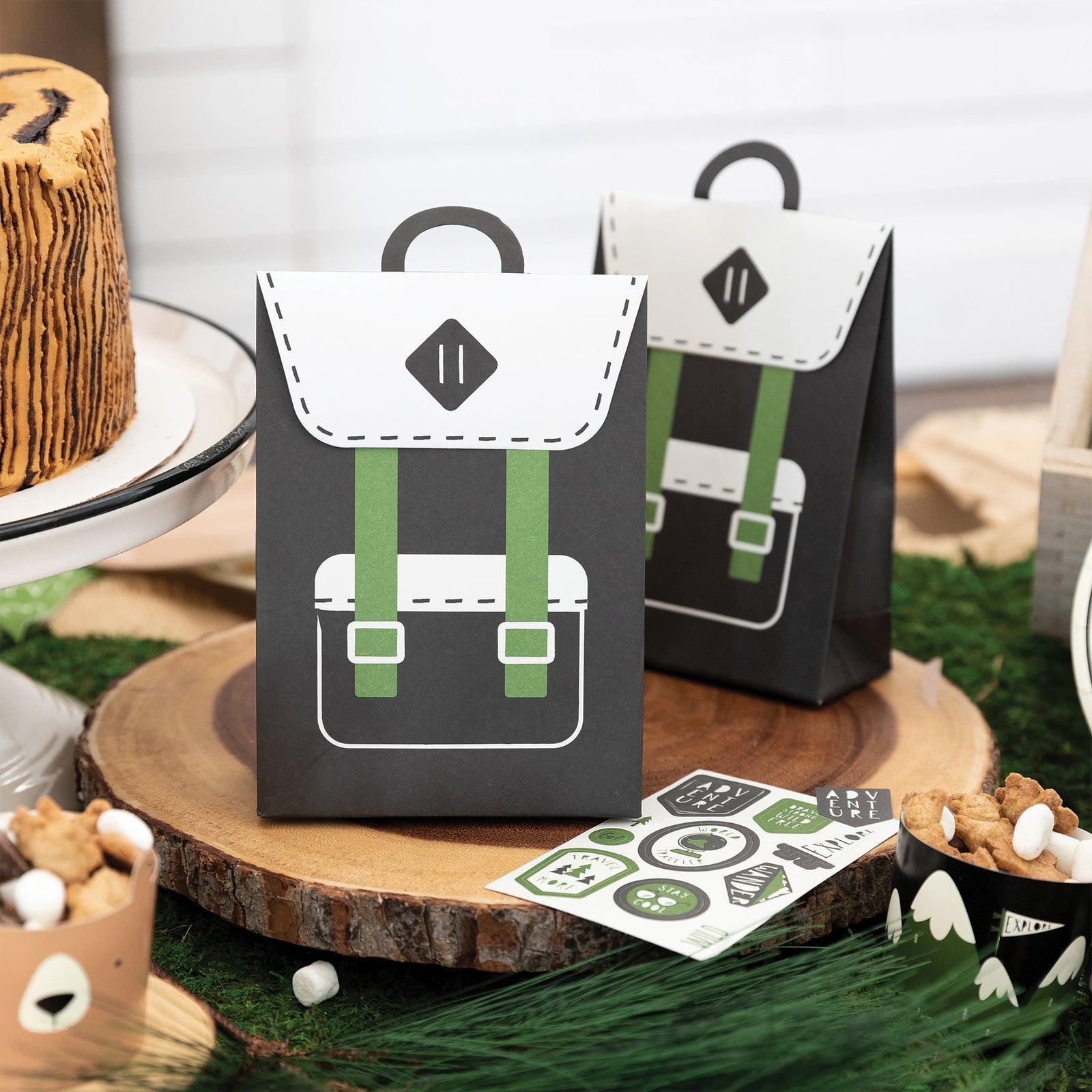 Happy Camper Backpack Favor Bags with Stickers 8ct | The Party Darling