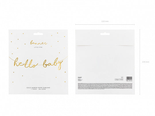 Gold Hello Baby Letter Banner 2.3ft | The Party Darling