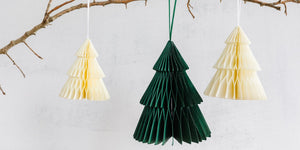 Green & Cream Christmas Tree Honeycomb Paper Centerpieces 3ct - The Party Darling