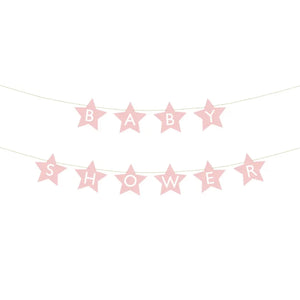 Pink Star Baby Shower Banner 9.5ft | The Party Darling