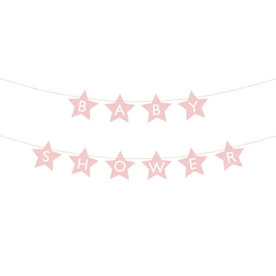 Pink Star Baby Shower Banner 9.5ft