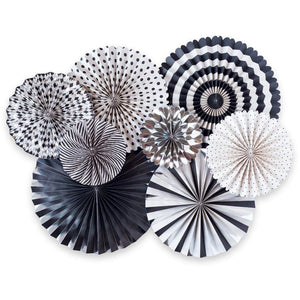 Black, White & Silver Party Fans 8ct | The Party Darling