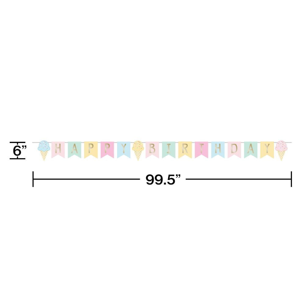 Ice Cream Happy Birthday Banner 8.3ft