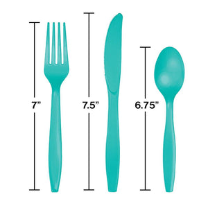 Teal Blue Plastic Cutlery Set for 8 | The Party Darling