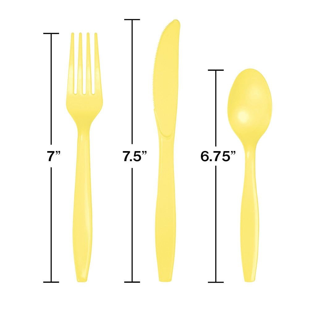 Mimosa Yellow Plastic Cutlery Service for 8 | The Party Darling
