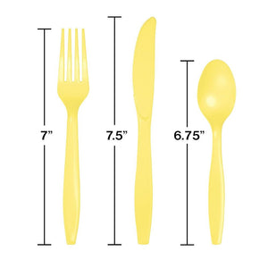 Mimosa Yellow Plastic Cutlery Service for 8 | The Party Darling