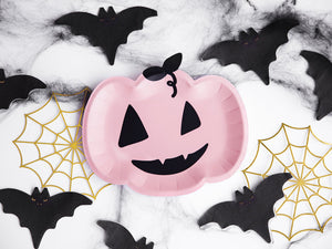 Pink Halloween Pumpkin Plates 6ct | The Party Darling