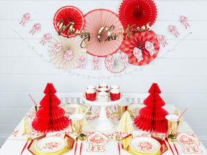 Red Christmas Tree Honeycomb Paper Centerpiece 12in | The Party Darling