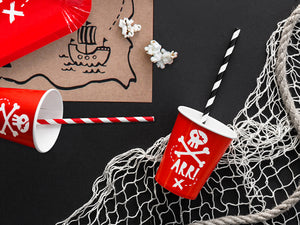 Red Striped Paper Straws 10ct - The Party Darling