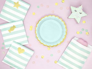 Mint Green & Gold Scalloped Dessert Plates 6ct - The Party Darling