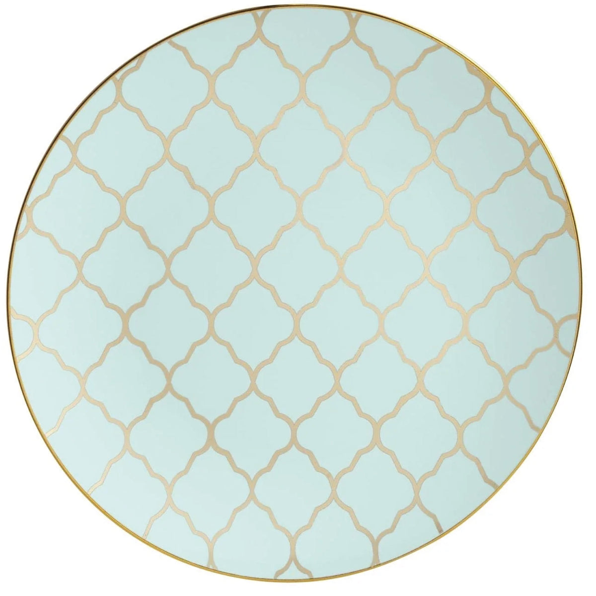 Light Blue & Gold Lattice Plastic Dinner Plates | The Party Darling