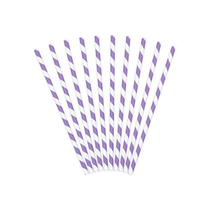 Lilac Striped Paper Straws 10ct | The Party Darling