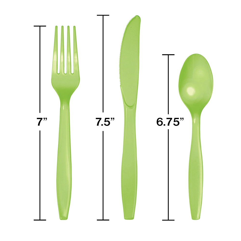 Lime Green Plastic Cutlery Service for 8 - The Party Darling