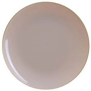 Linen Gray w/ Gold Rim Plastic Dinner Plates 10ct | The Party Darling