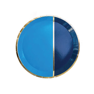 Blue & Gold Markle Dessert Plates 8ct | The Party Darling