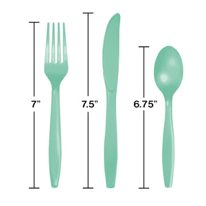 Mint Green Plastic Cutlery Set Size