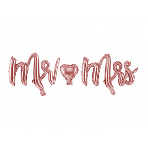 Rose Gold Mr. & Mrs. Cursive Letter Balloon Banner | The Party Darling