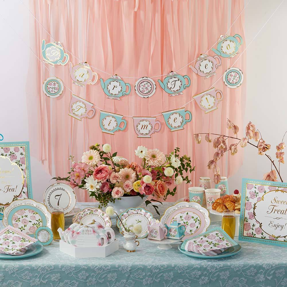 Pink Floral Tea Time Lunch Plates 8ct - The Party Darling