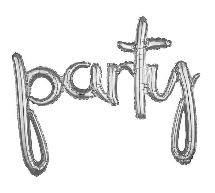 Silver Party Cursive Letter Balloon | The Party Darling