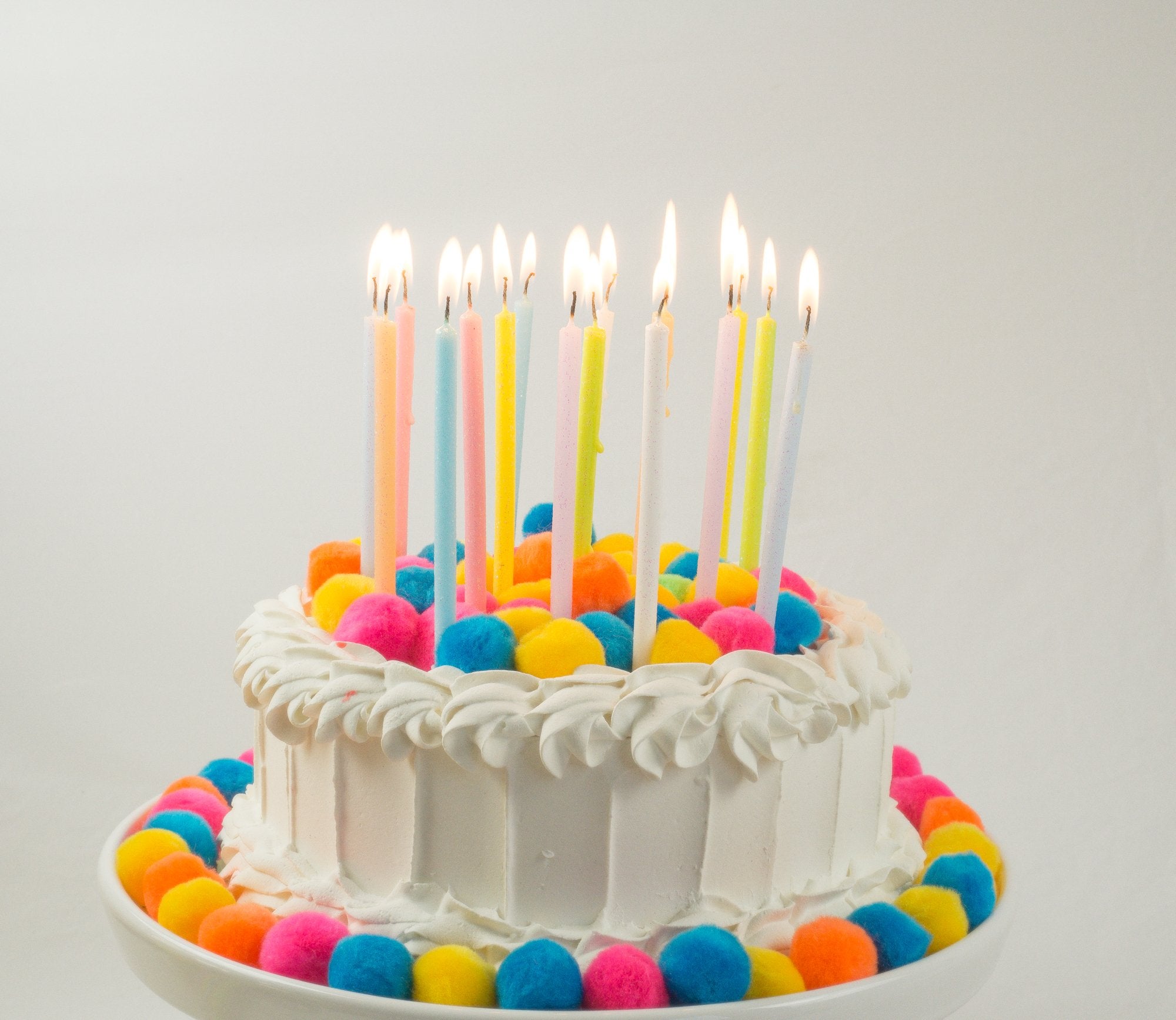 Tall Pastel Rainbow Glitter Birthday Candles - The Party Darling
