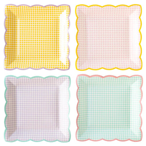 Pastel Gingham Scalloped Lunch Plates 8ct | The Party Darling
