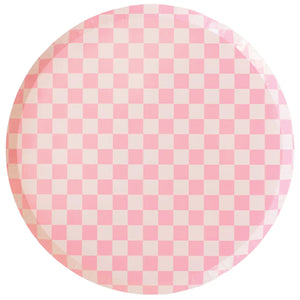 Pink Checkered Dinner Plates 8ct | The Party Darling