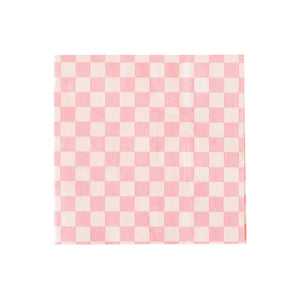 Pink Checkered Lunch Napkins 16ct | The Party Darling