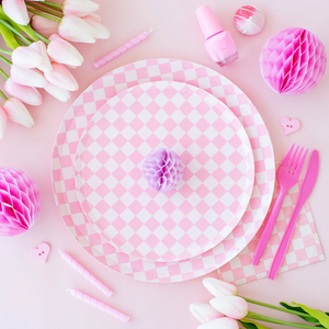 Pink Checkered Lunch Napkins 16ct | The Party Darling