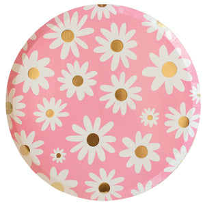 Groovy Pink Daisy Dinner Plates 8ct | The Party Darling