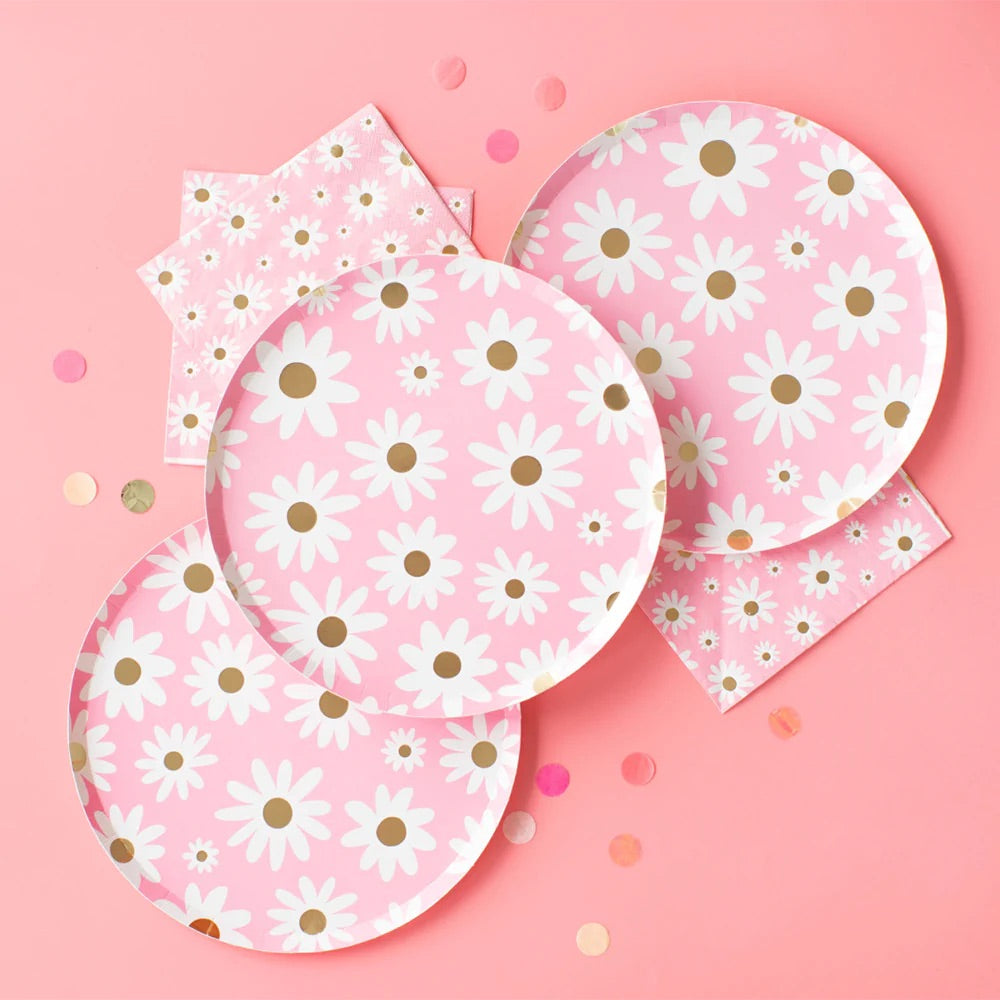 Groovy Pink Daisy Lunch Napkins 16ct | The Party Darling