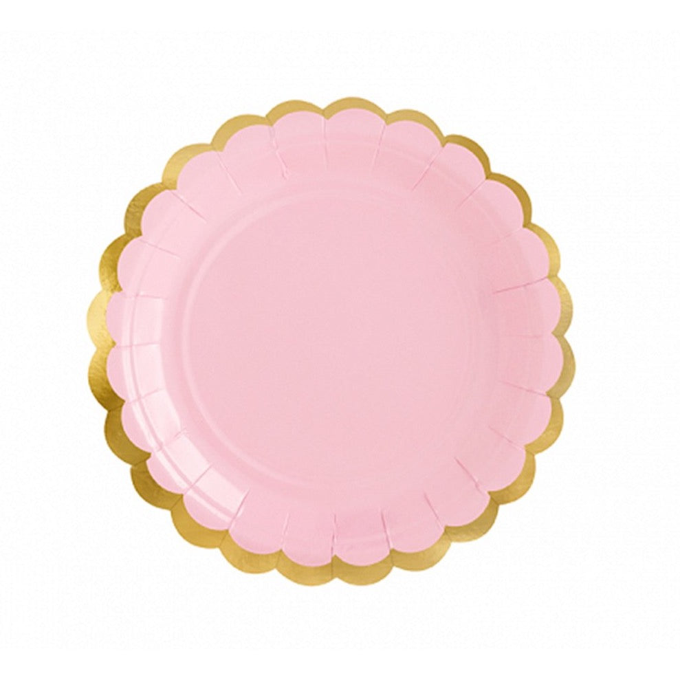 Pink Gold-Trimmed Scalloped Dessert Plates 6ct | The Party Darling