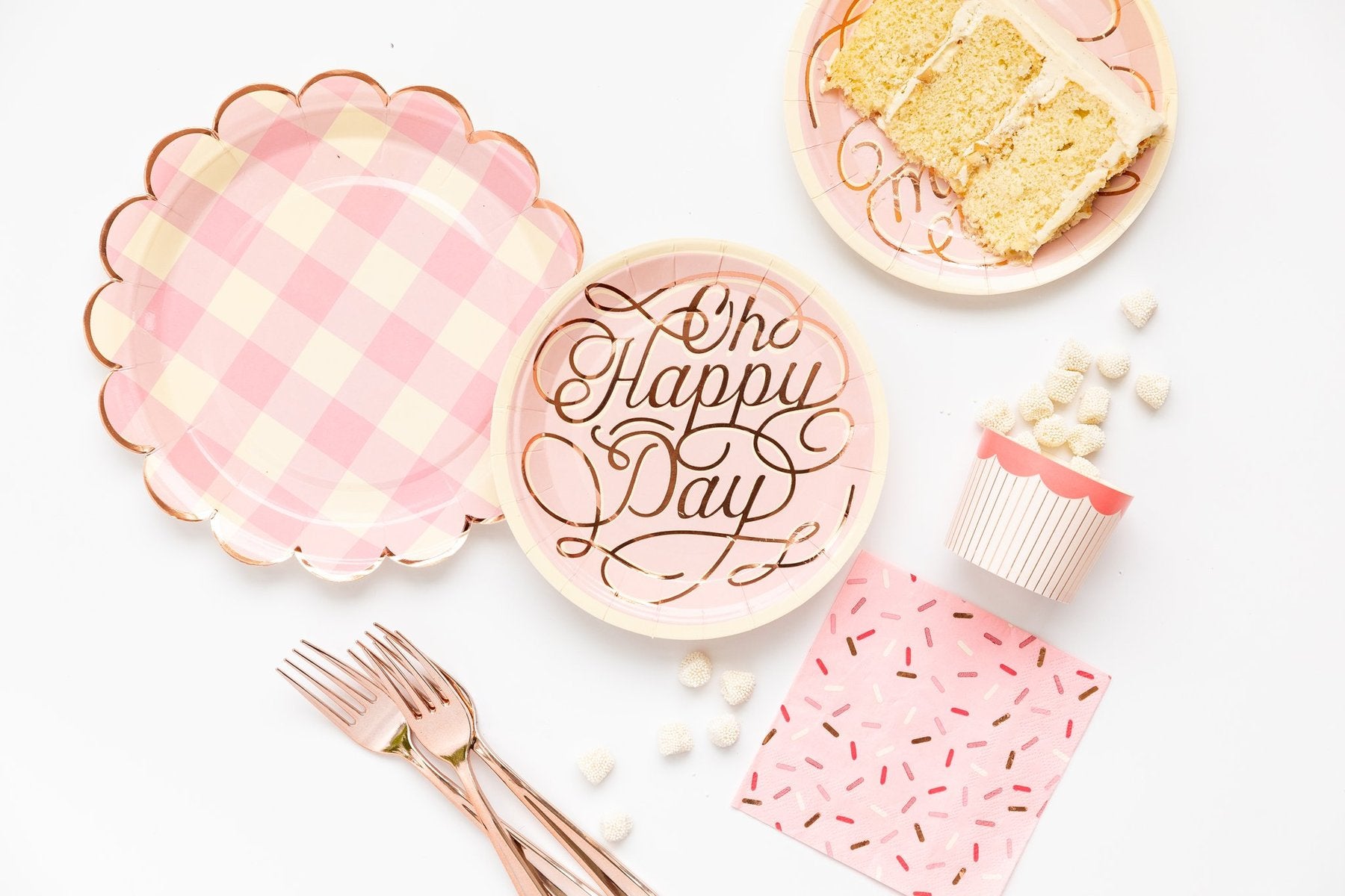 Pink Oh Happy Day Dessert Plates - The Party Darling