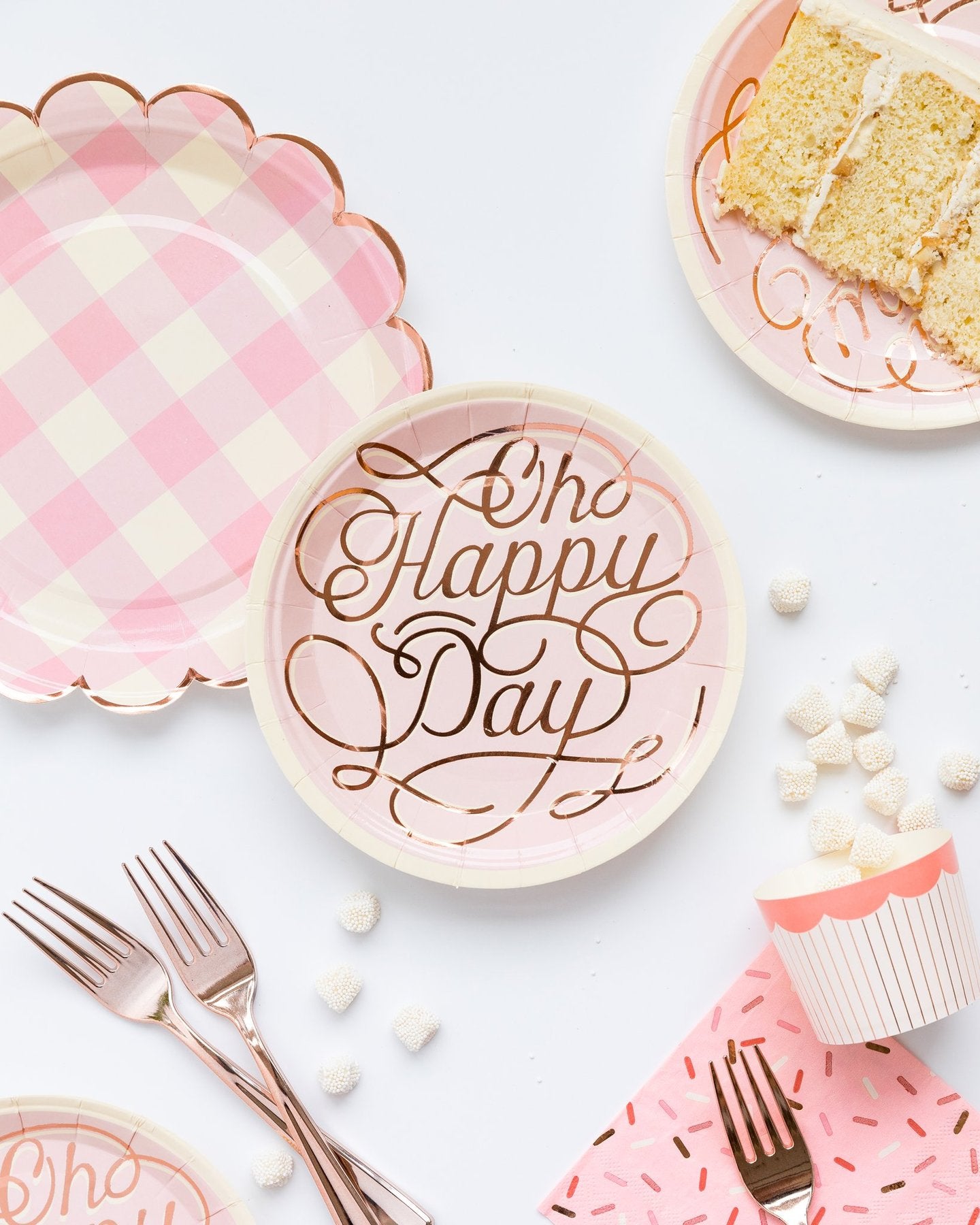 Pink Oh Happy Day Dessert Plates 12ct | The Party Darling