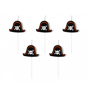 Black Pirate Hat Candles 5ct | The Party Darling