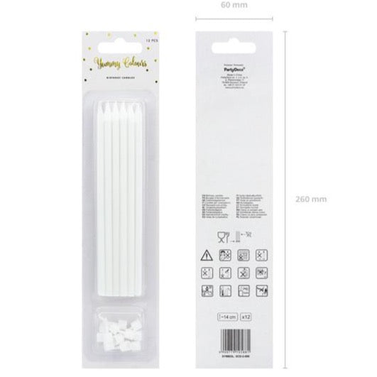 Tall White Birthday Candles 12ct | The Party Darling