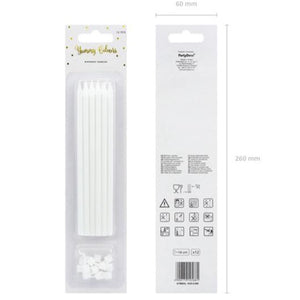 Tall White Birthday Candles 12ct