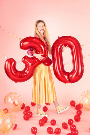 34" Red Number Balloon 0-9 - The Party Darling