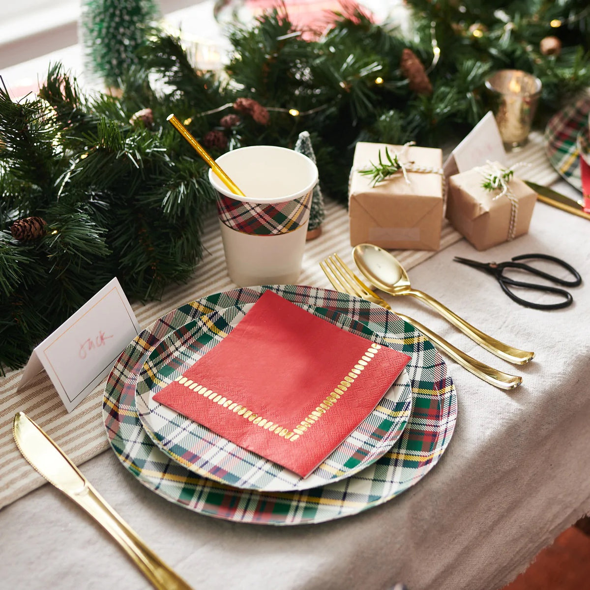Red & Gold Brushstroke Dessert Napkins 25ct | The Party Darling